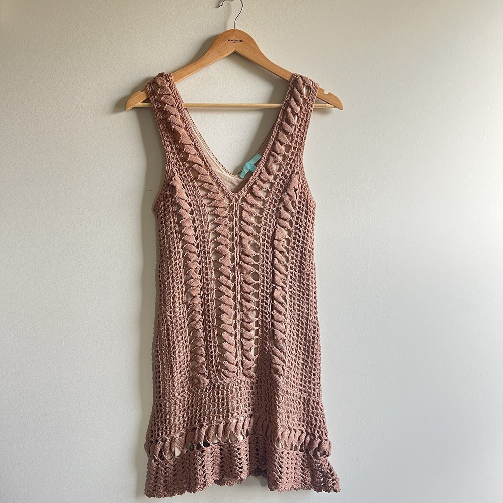 Melissa Odabash Size Large Alexis Sleeveless Crochet Brown Color Dress Cover Up